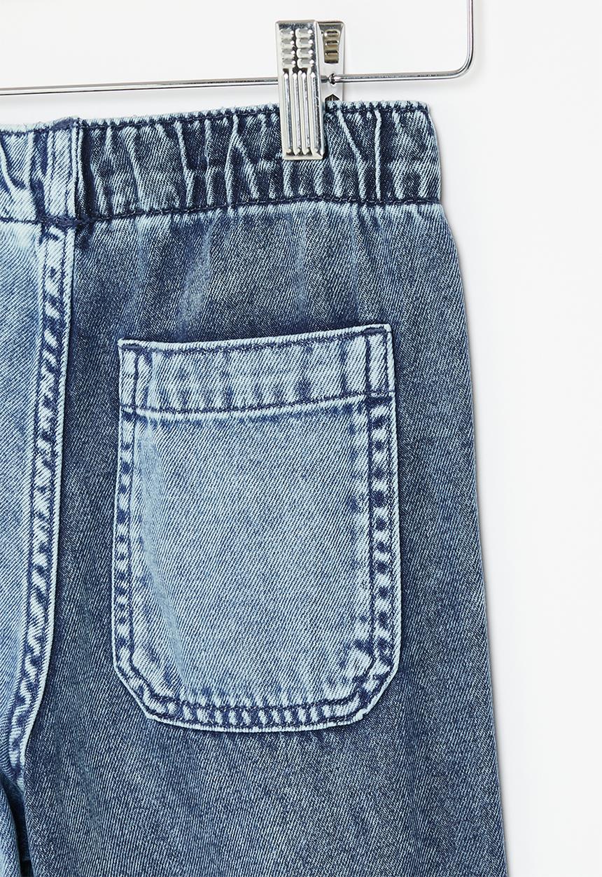 H&M - Relaxed fit denim joggers - denim blue/light denim blue