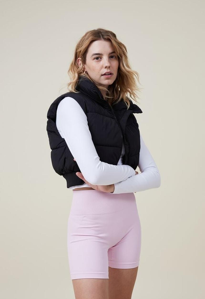 Cotton On - The mother cropped puffer vest - black
