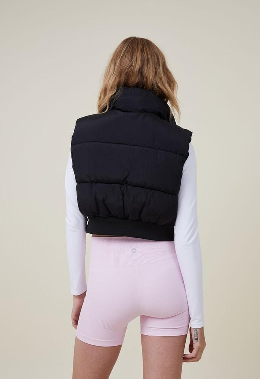Cotton On - The mother cropped puffer vest - black