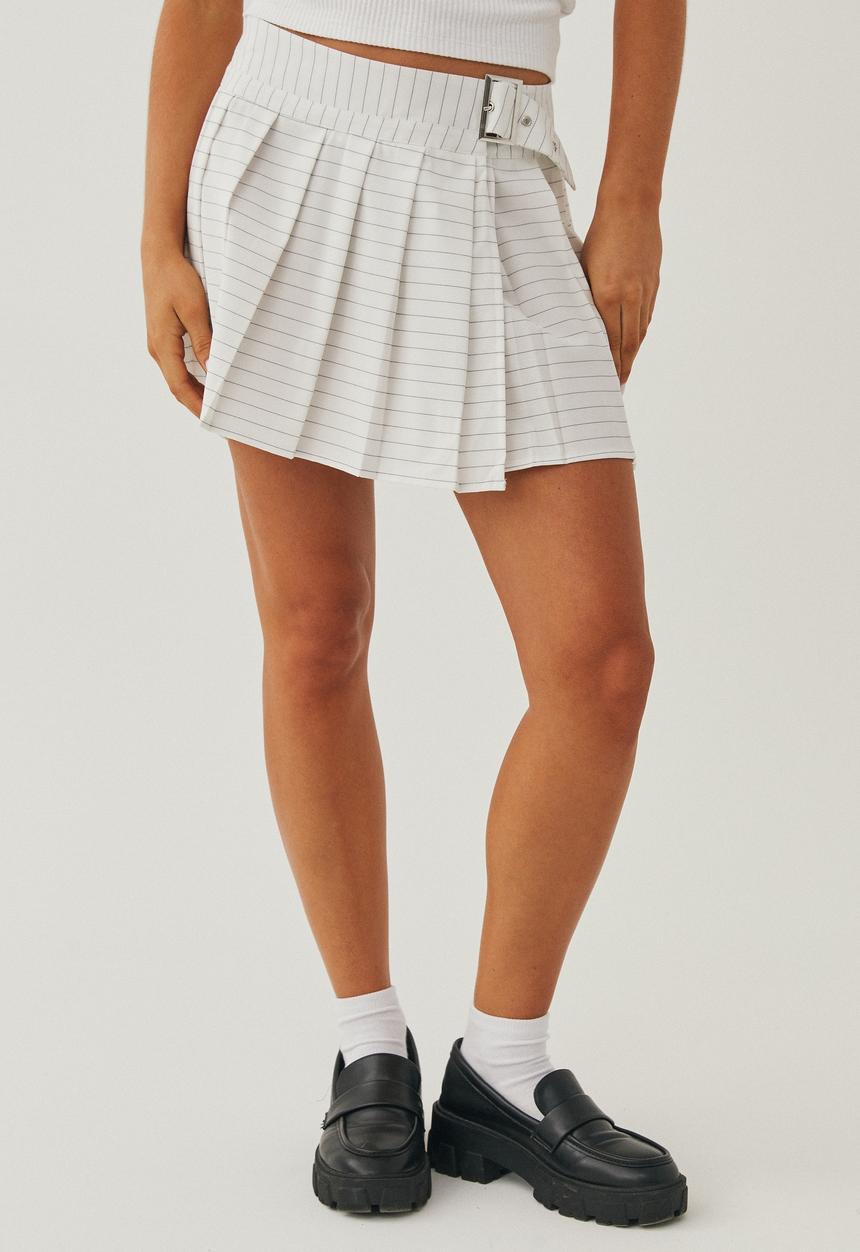 Supré  - Jen pleated mini skirt - white/cement grey 