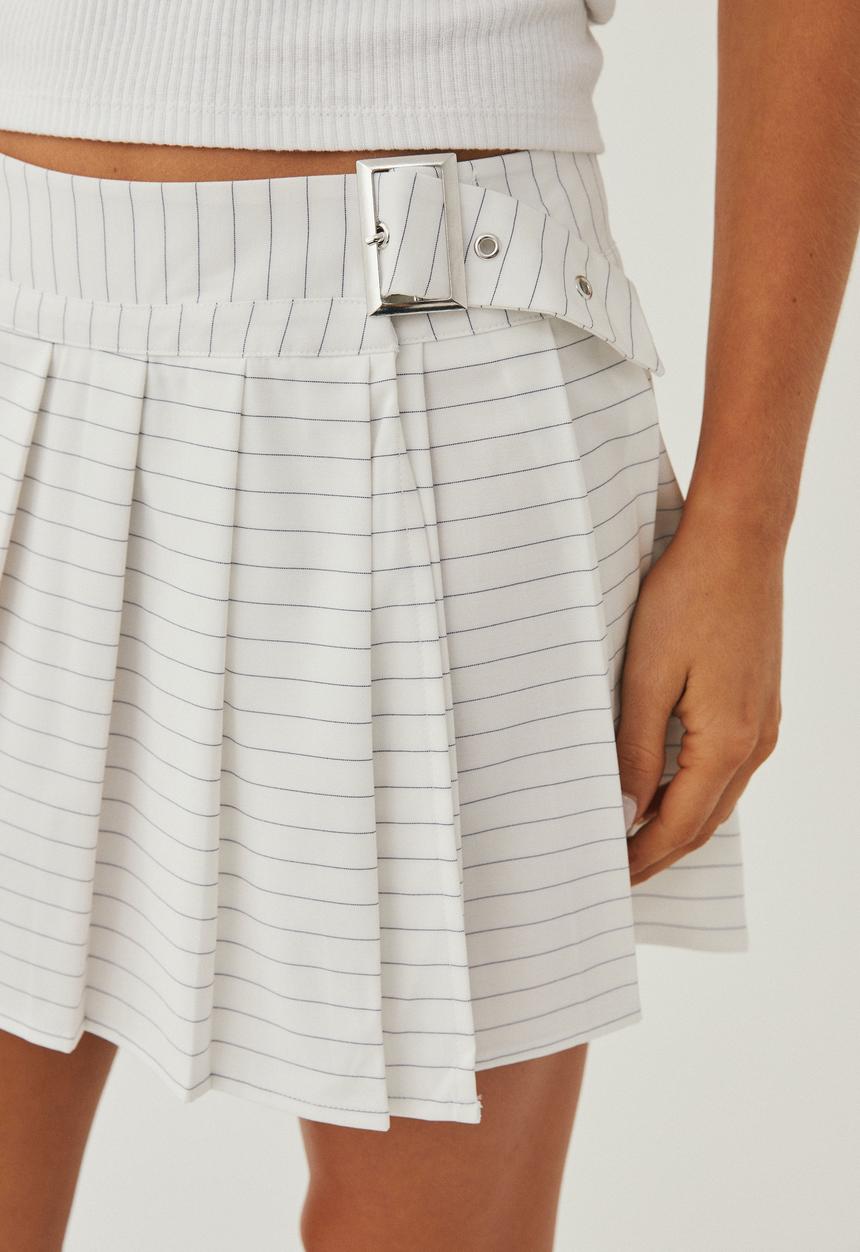Supré  - Jen pleated mini skirt - white/cement grey 