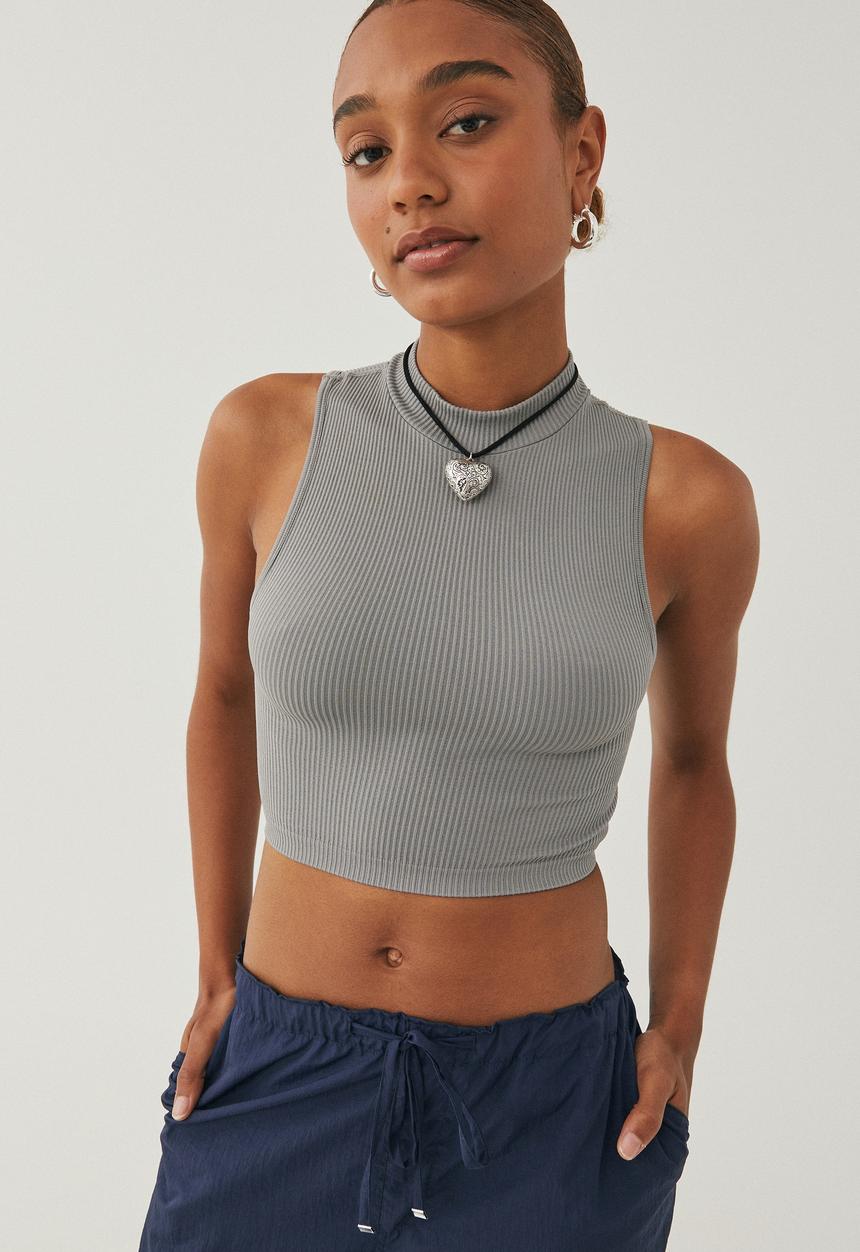 Supré  - Gigi mock neck seamfree top - cement grey