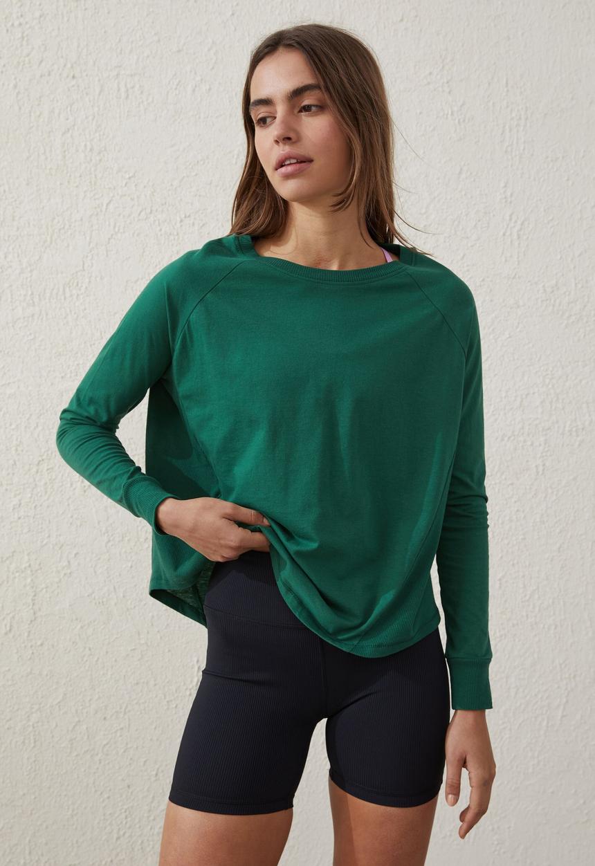 Cotton On - Active rib long sleeve top - verdant green