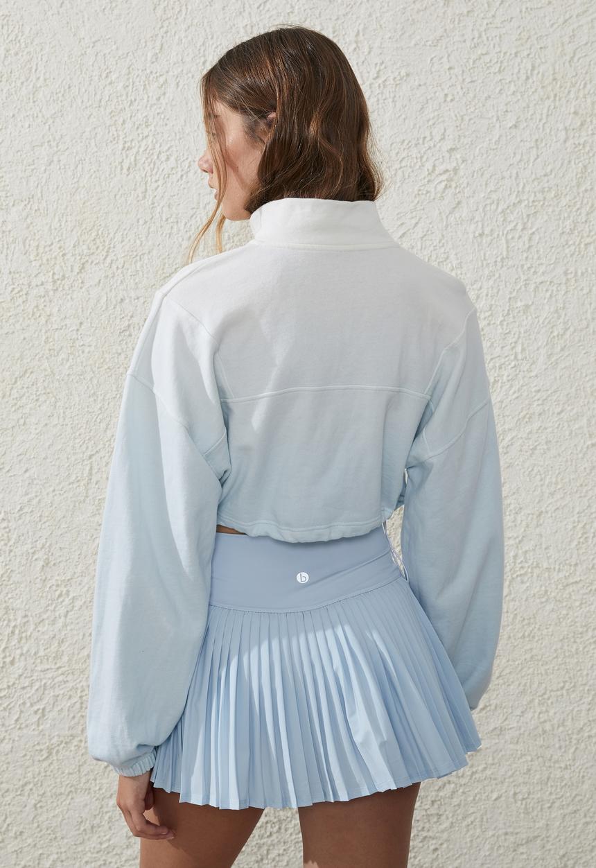 Cotton On - Half zip crop jumper - silky blue/dip dye 