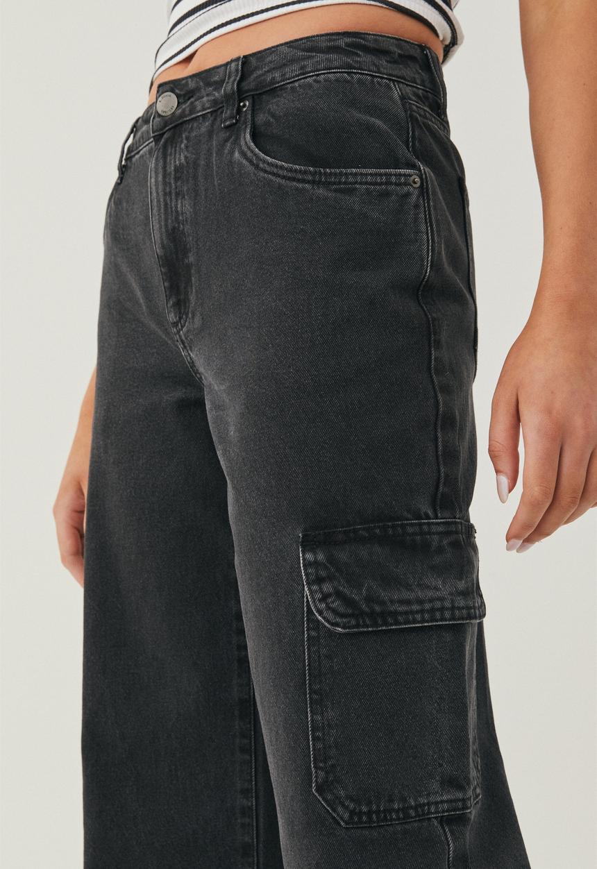 Supré  - Cargo denim jean - washed black