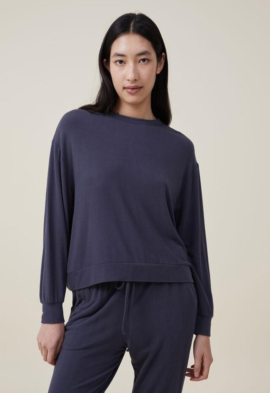 Cotton On - Super soft long sleeve crew - element blue