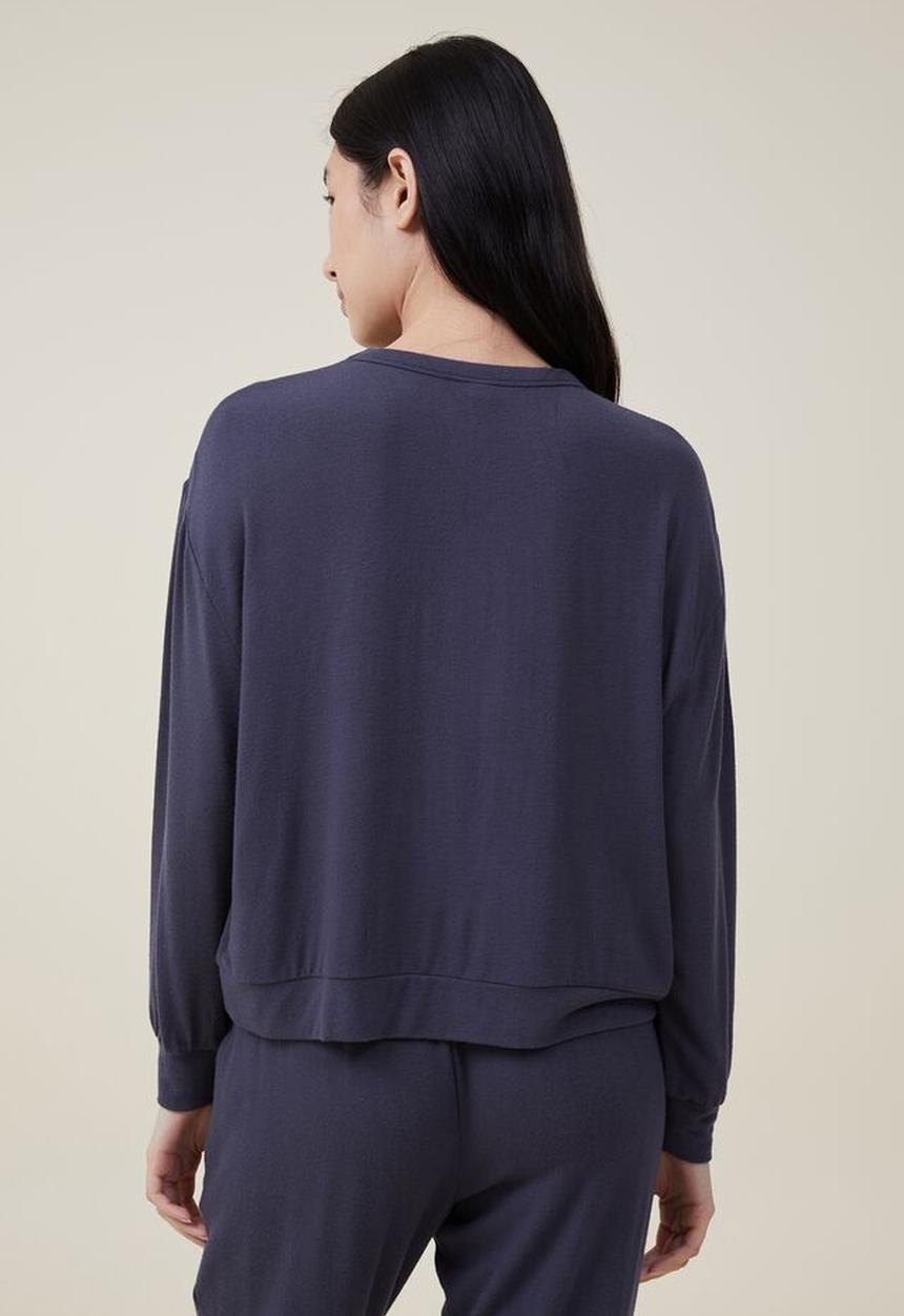 Cotton On - Super soft long sleeve crew - element blue