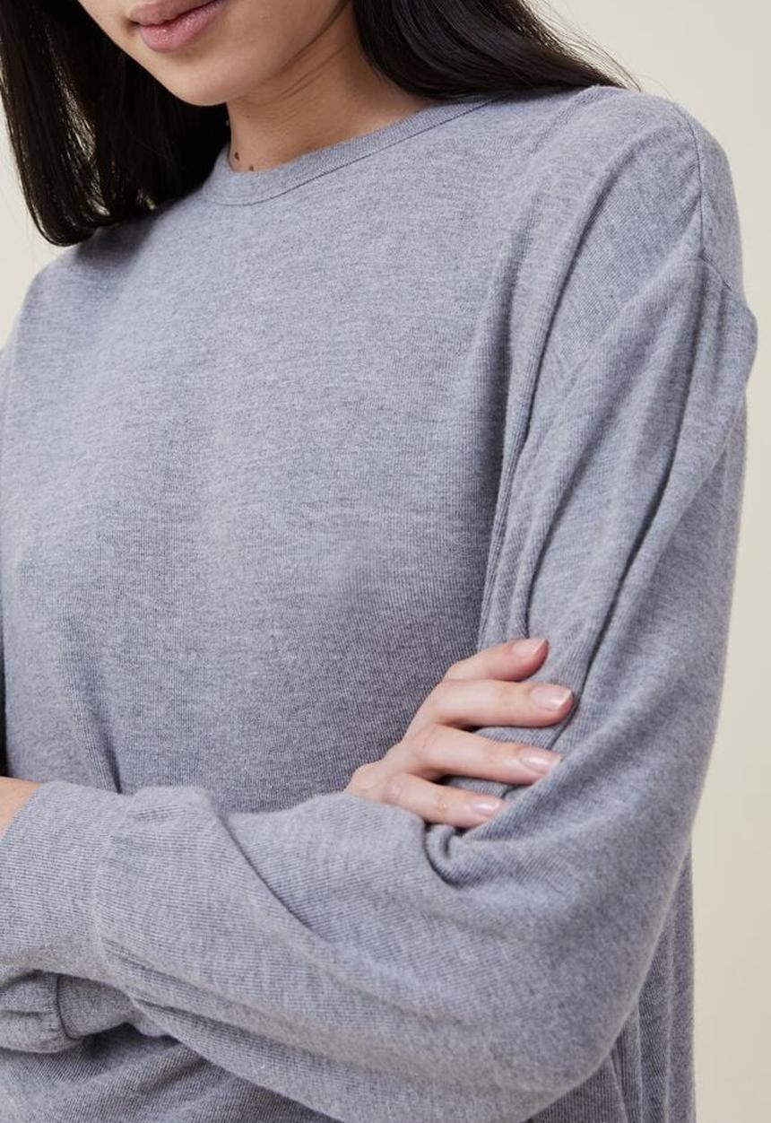 Cotton On - Super soft long sleeve crew - charcoal