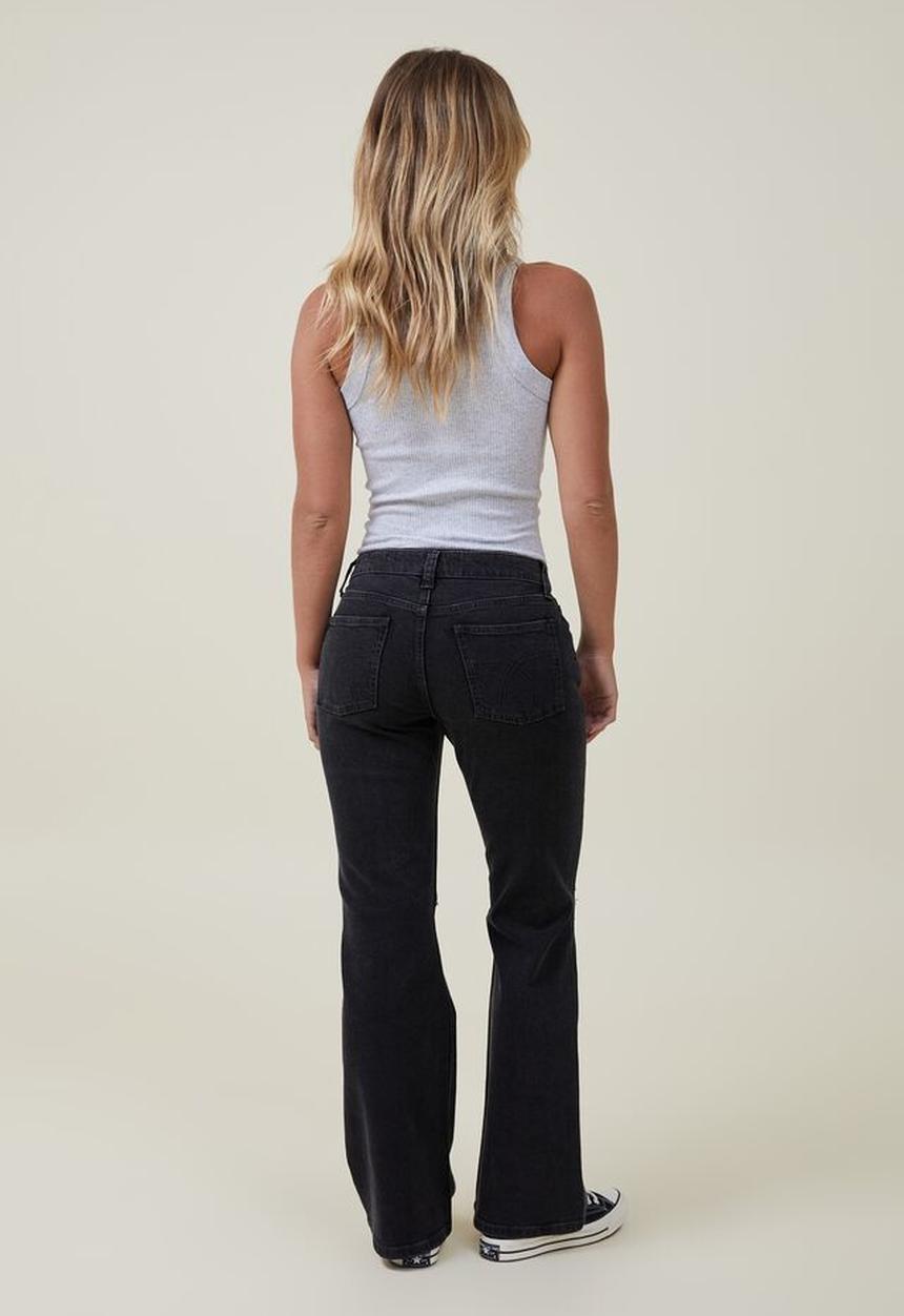 Cotton On - Stretch bootcut jean - graphite black rip