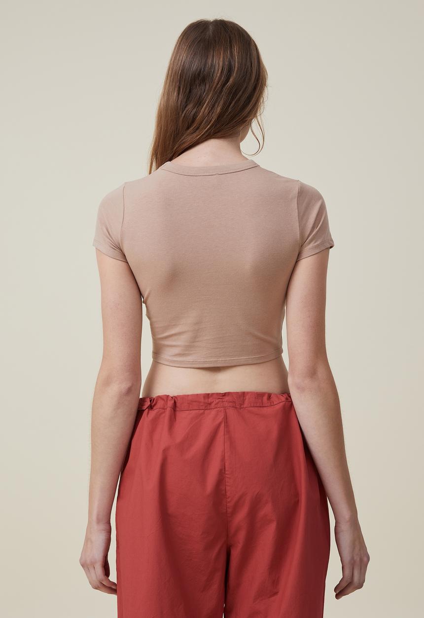 Cotton On - Micro crop tee - chestnut