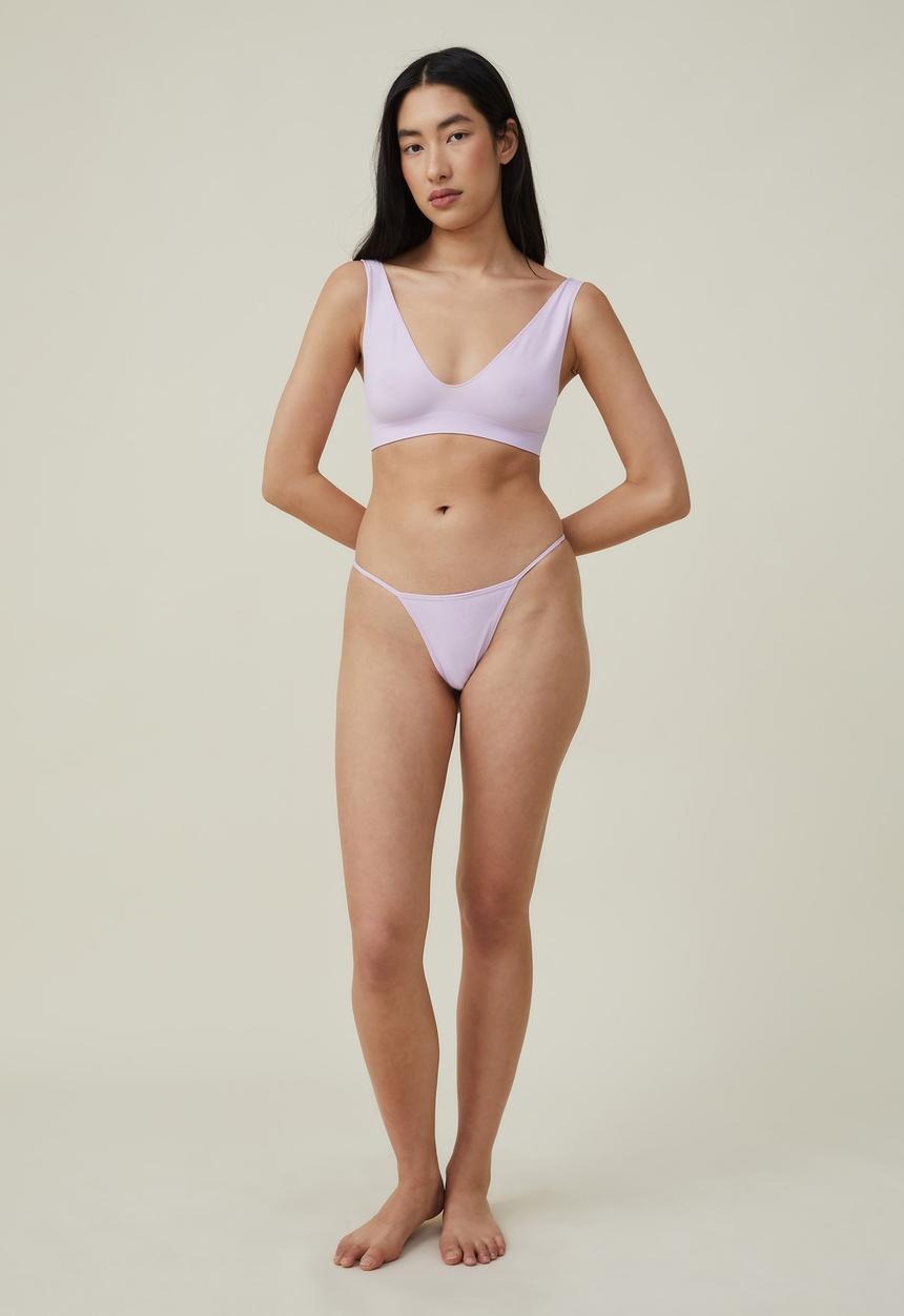 Cotton On - Seamless rib tanga g-string brief - orchid bloom