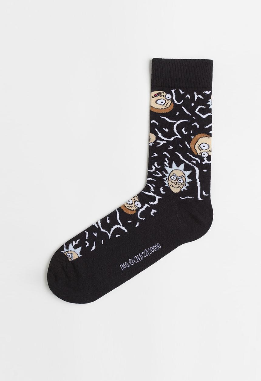 H&M - Motif-detail socks - black/rick and morty
