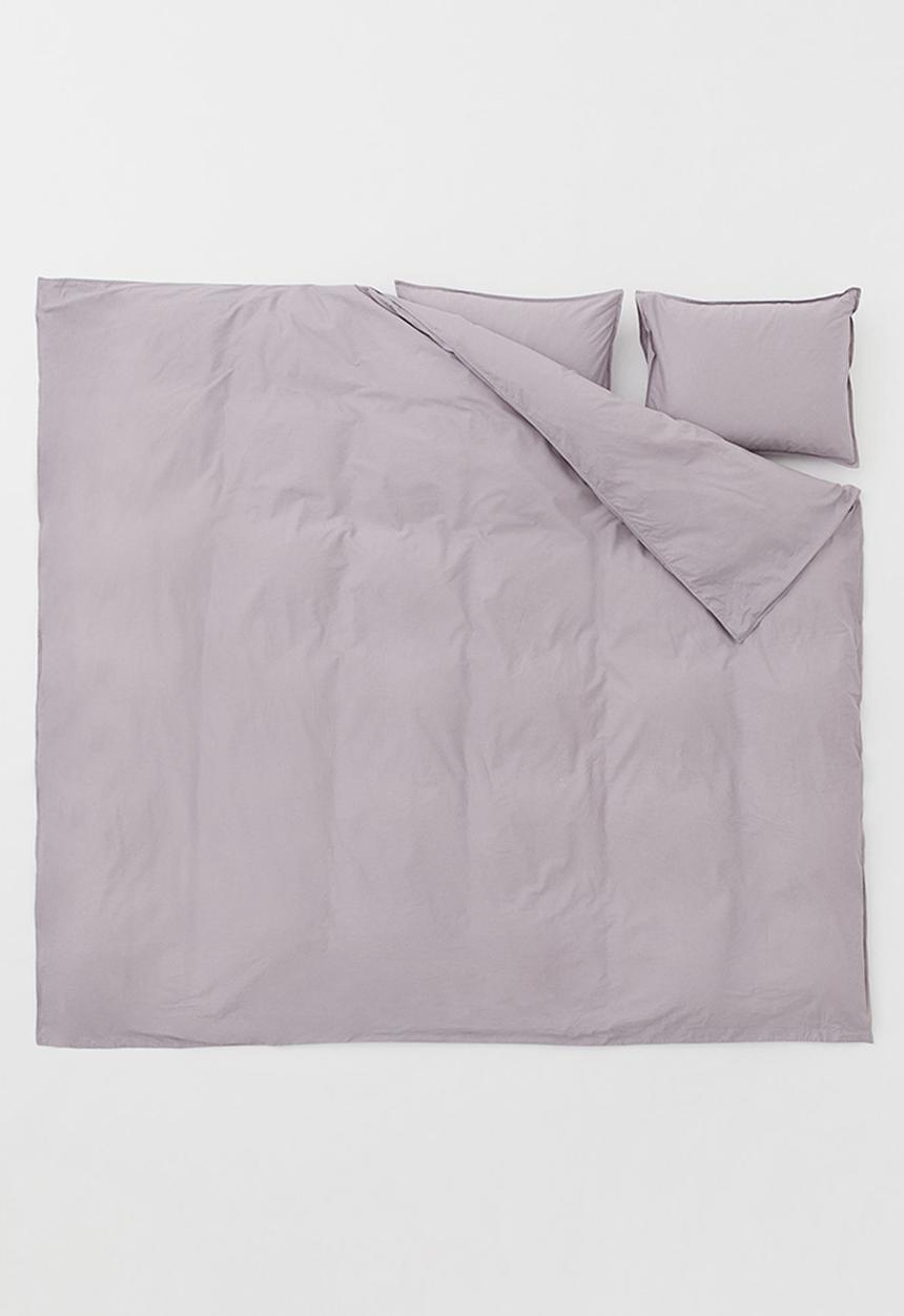 H&M - Double/king size cotton duvet cover set - light mauve