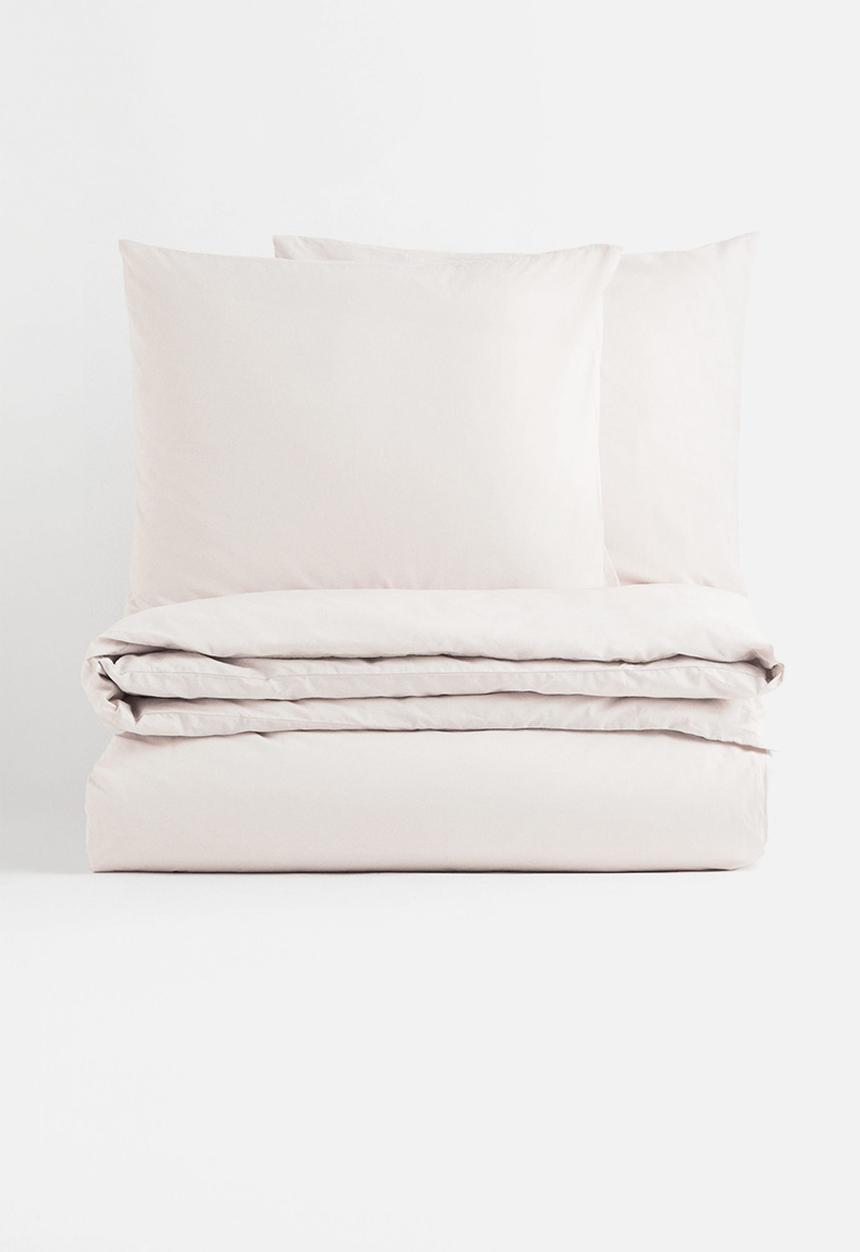 H&M - Cotton double/king duvet cover set - light beige