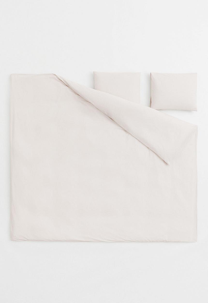 H&M - Cotton double/king duvet cover set - light beige