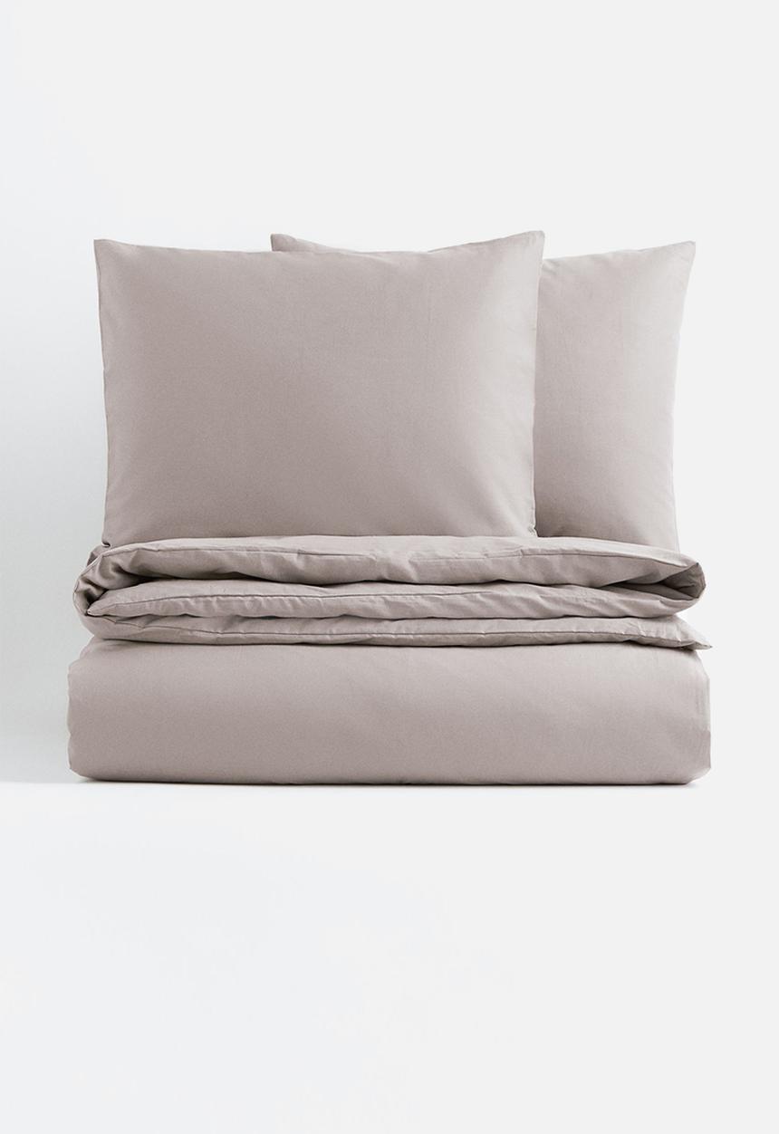 H&M - Cotton double/king duvet cover set - greige 