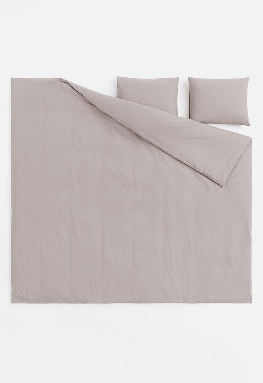 H&M - Cotton double/king duvet cover set - greige 
