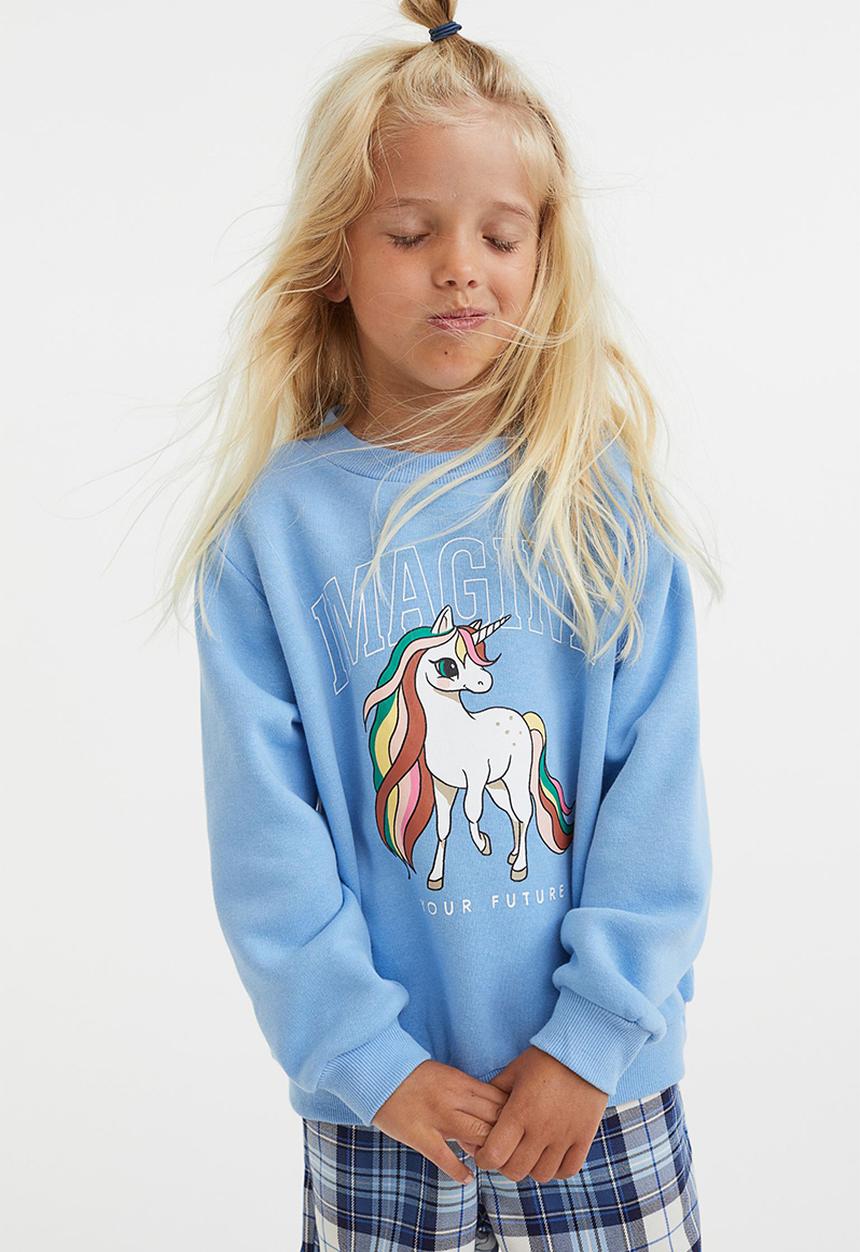 H&M - Printed sweatshirt - light blue/unicorn