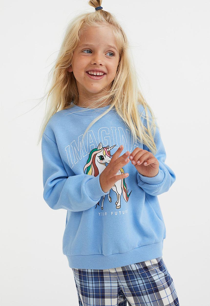 H&M - Printed sweatshirt - light blue/unicorn