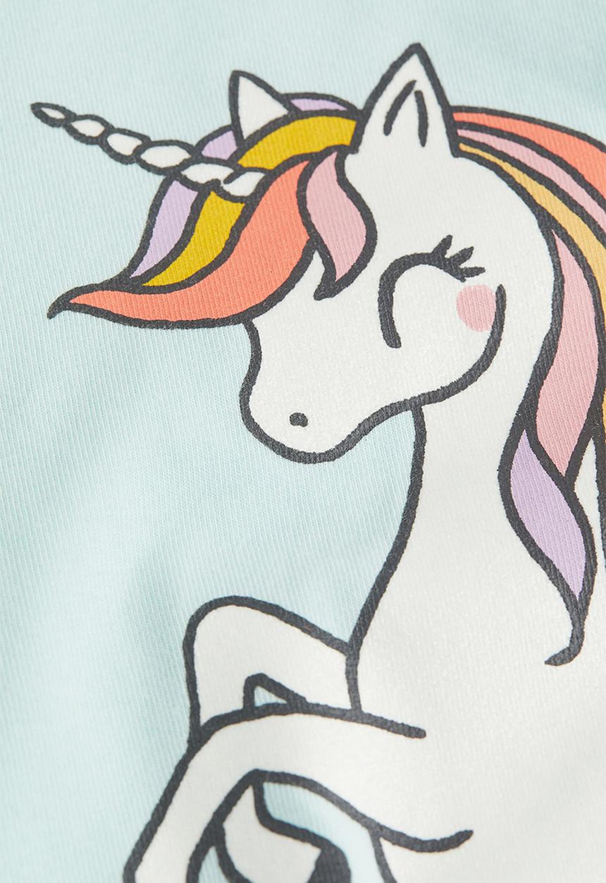 H&M - Printed jersey top - light turquoise/unicorn