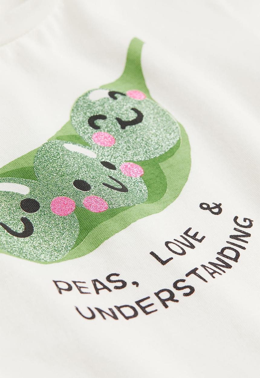 H&M - Printed T-shirt - natural white/peas