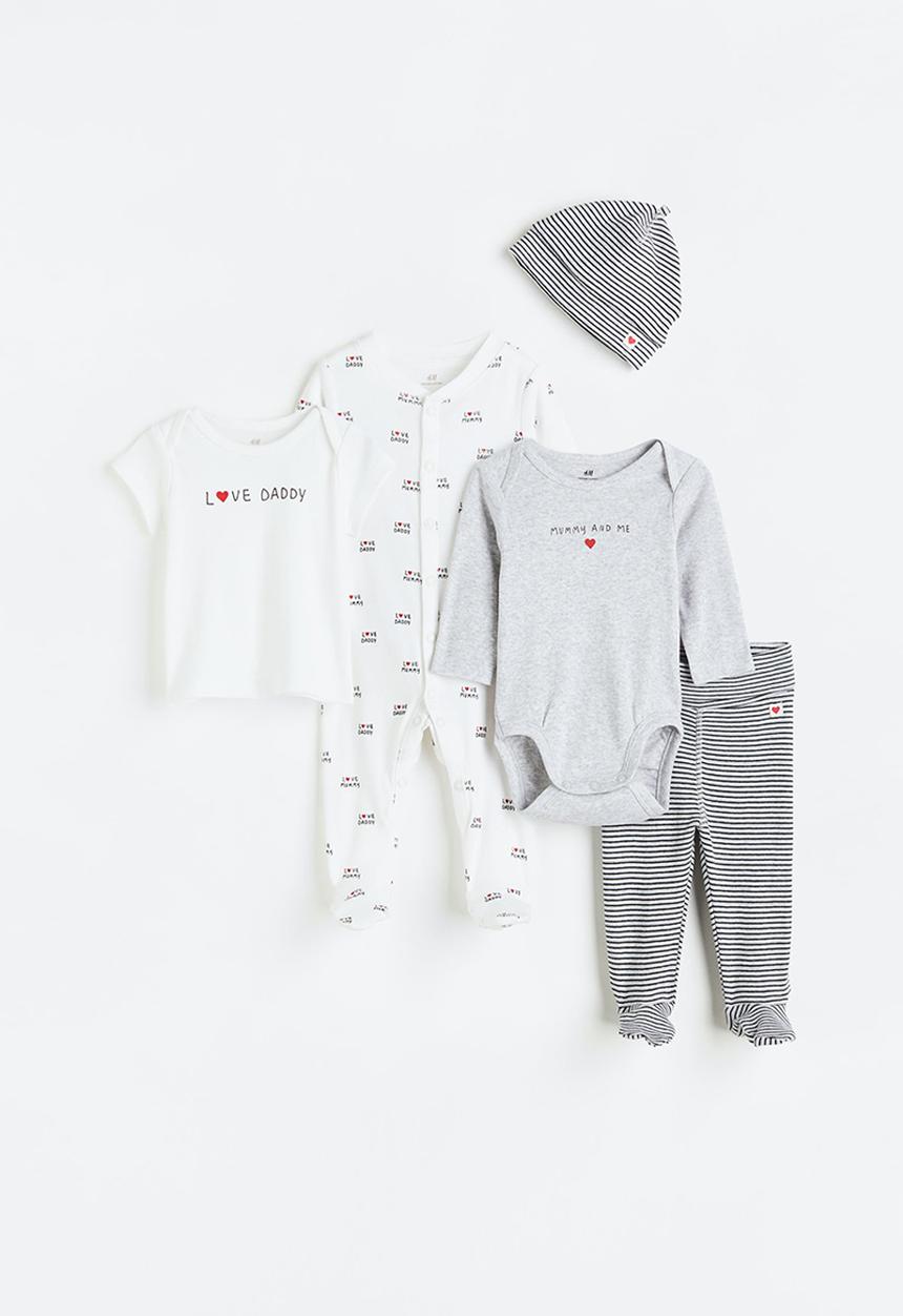 H&M - 5 Piece gift set - light grey marl/i love