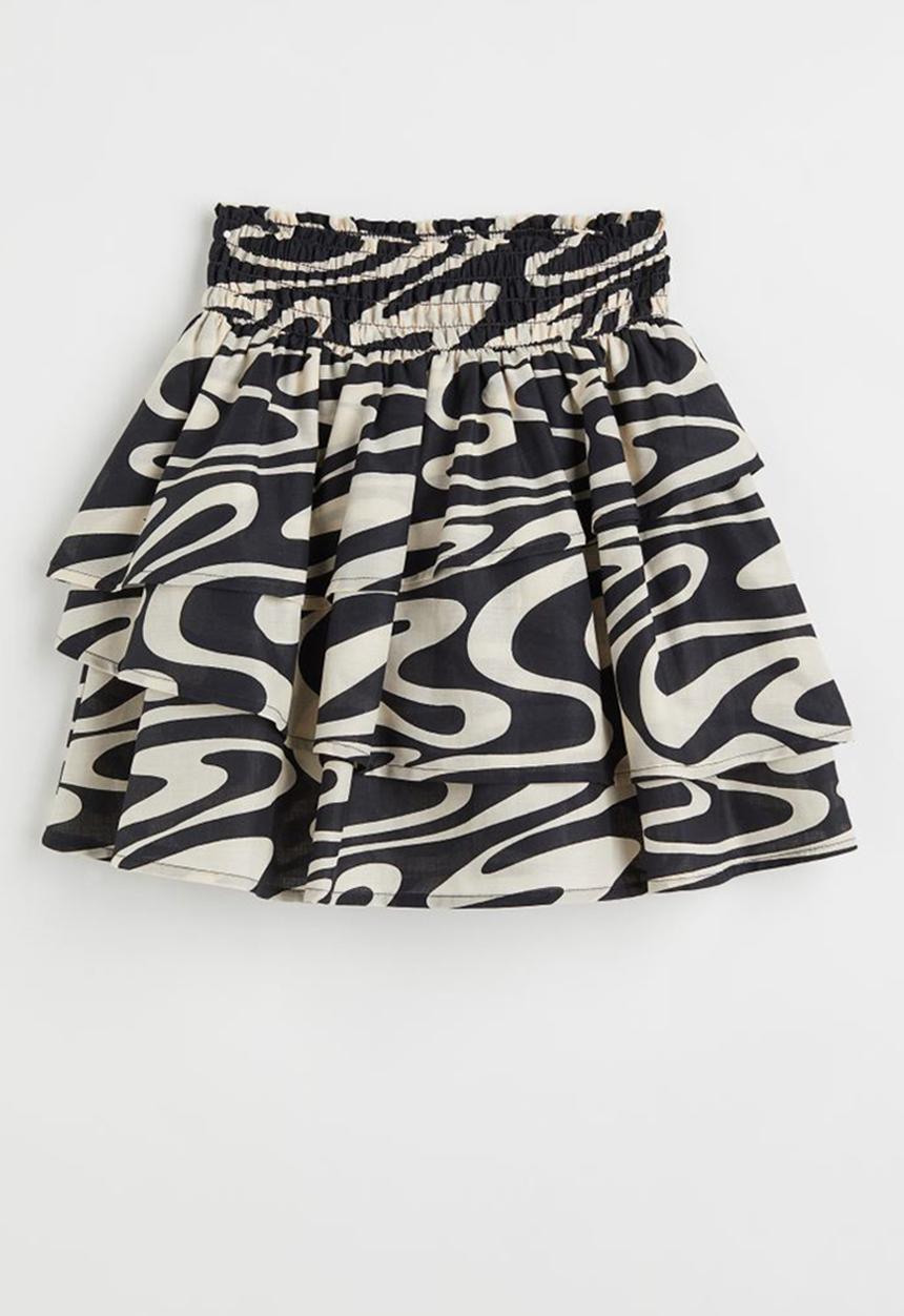 H&M - Tiered skirt - dark grey & cream