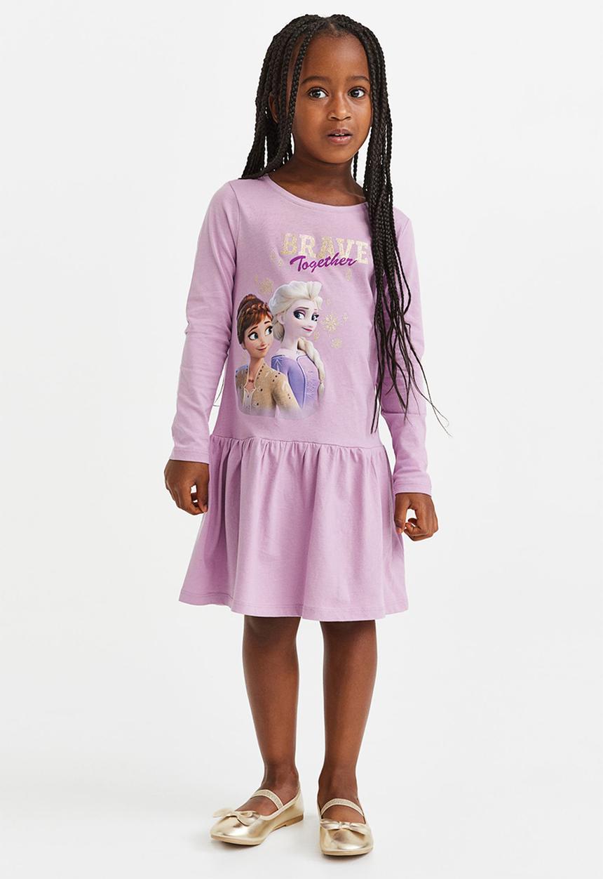 H&M - Patterned cotton dress - light purple/frozen