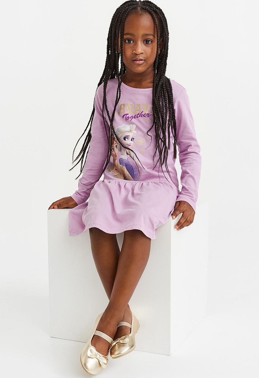 H&M - Patterned cotton dress - light purple/frozen