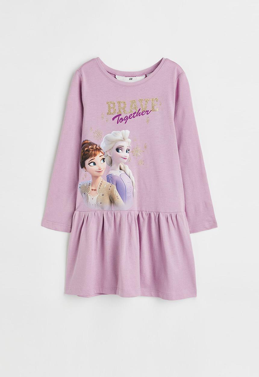 H&M - Patterned cotton dress - light purple/frozen