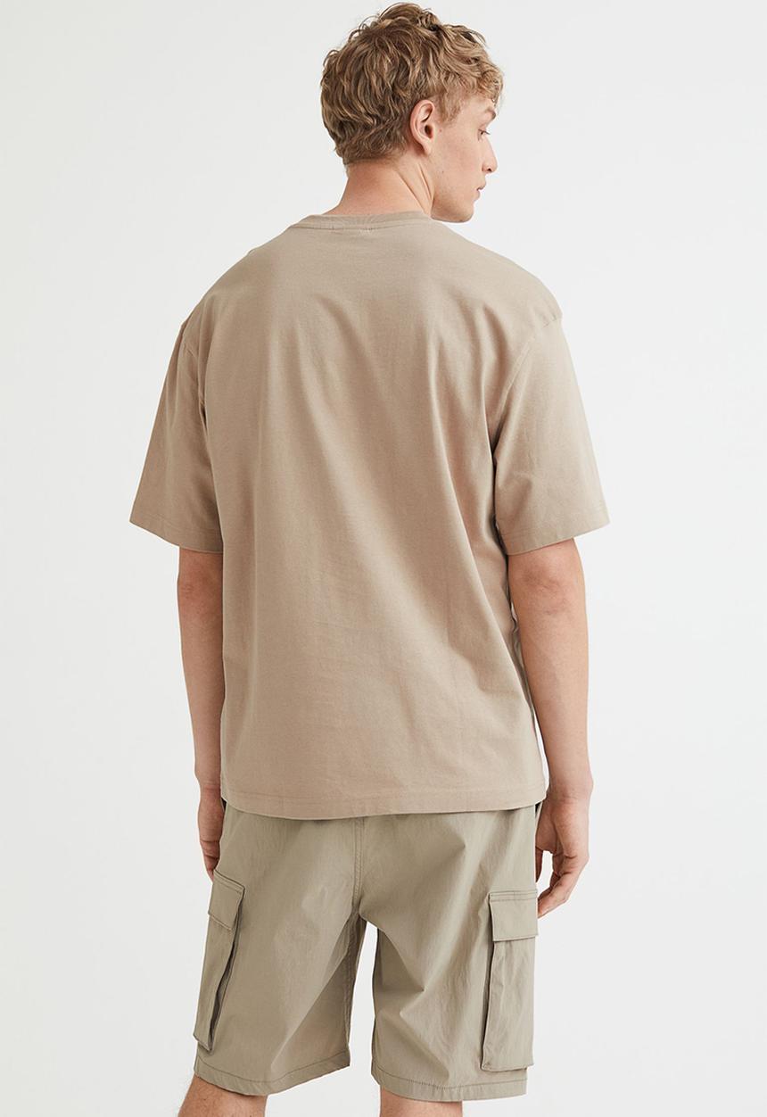 H&M - Relaxed fit printed T-shirt - beige/wolf