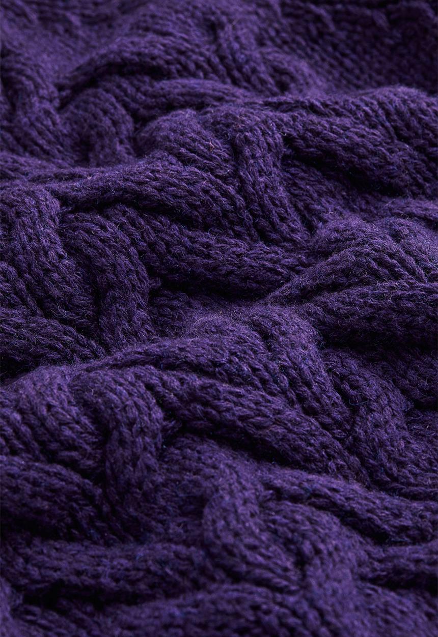 H&M - Regular fit wool-blend cable-knit jumper - dark purple