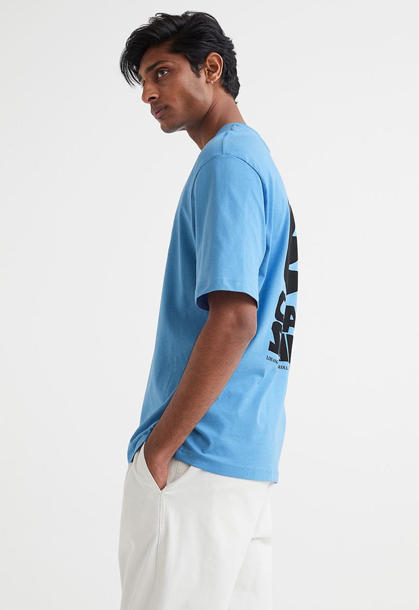 H&M - Relaxed fit printed T-shirt - blue/clear skies
