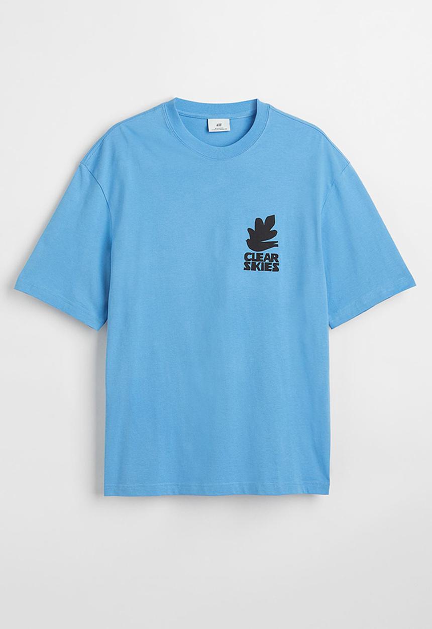 H&M - Relaxed fit printed T-shirt - blue/clear skies