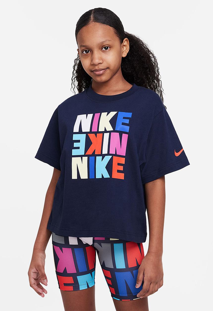 Nike - G nsw tee boxy print  - obsidian