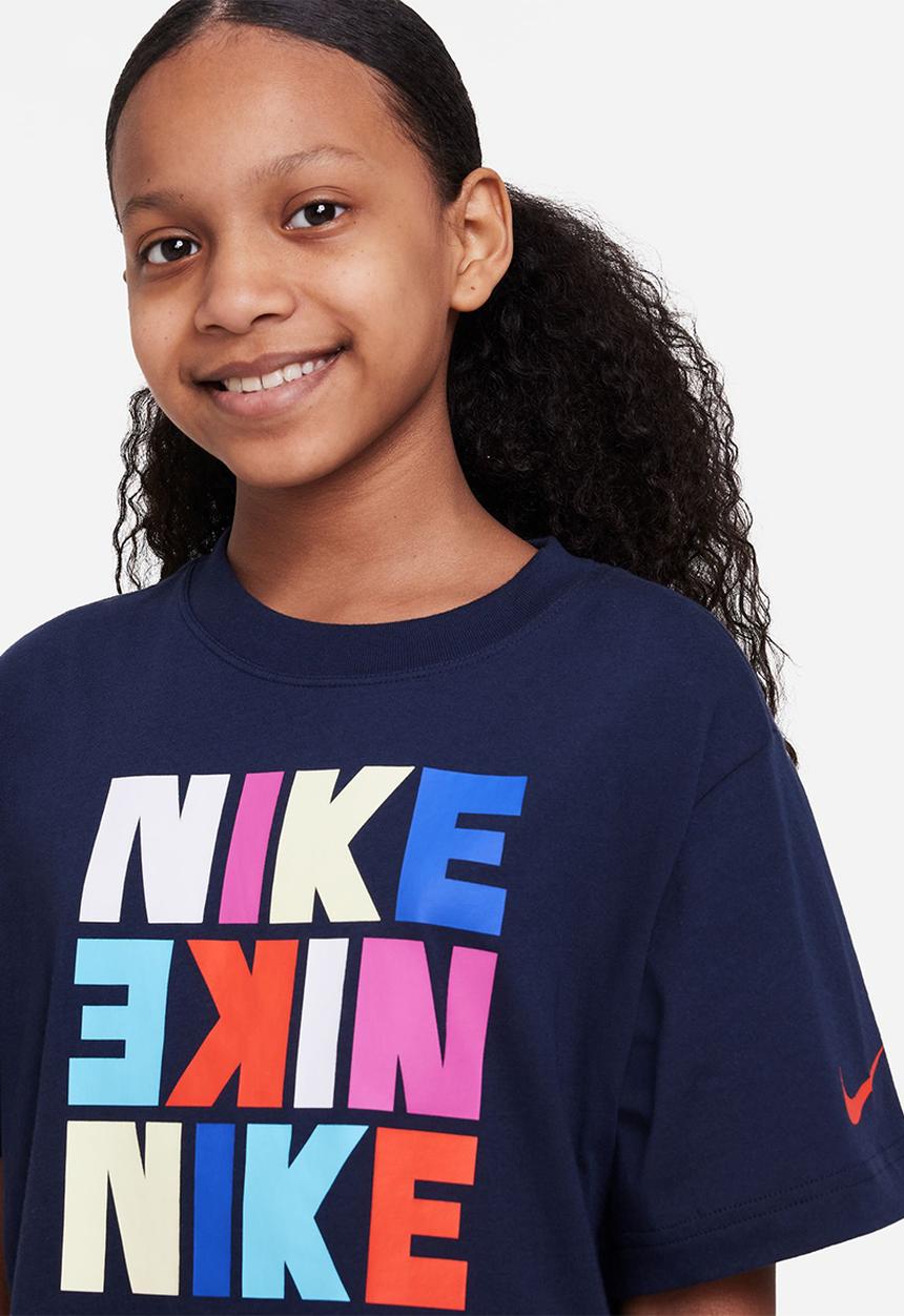 Nike - G nsw tee boxy print  - obsidian