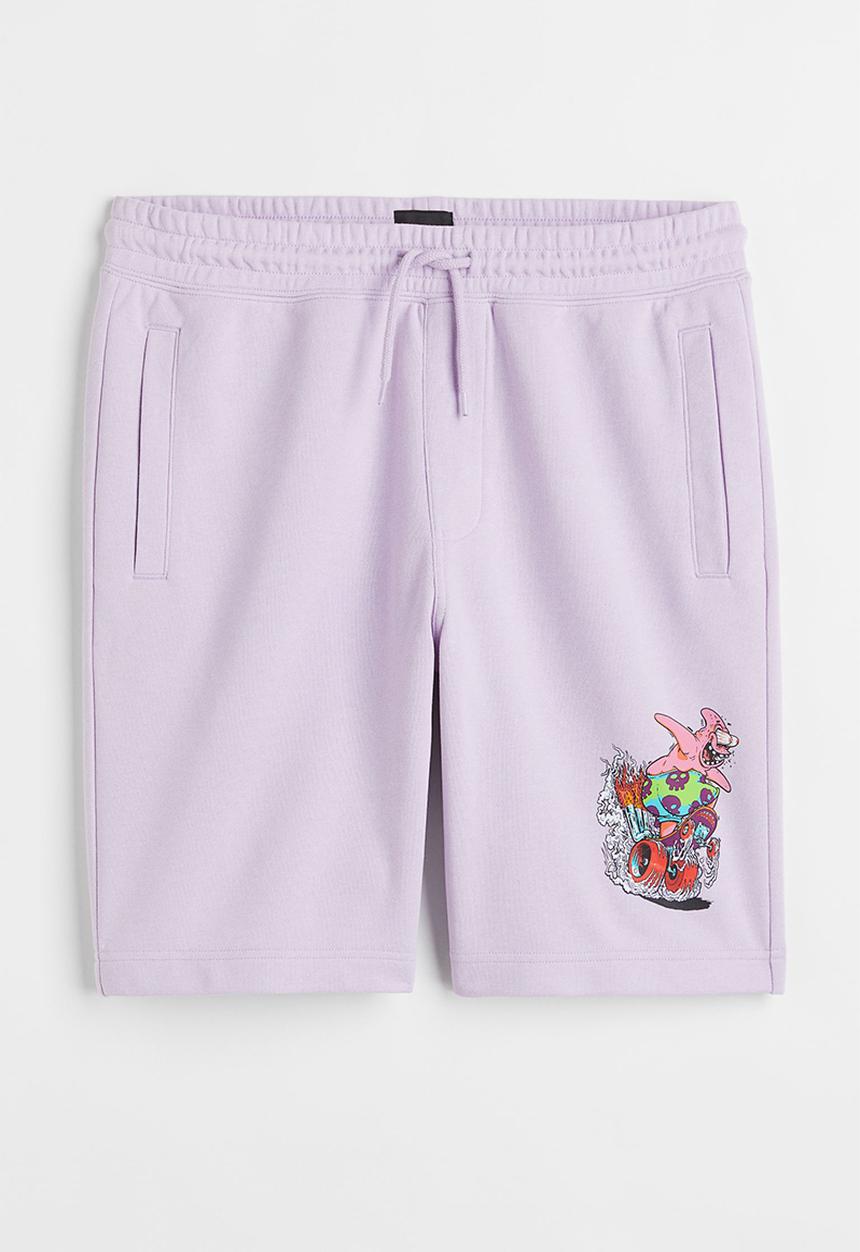 H&M - Regular fit printed sweatshorts - purple/spongebob squarepants