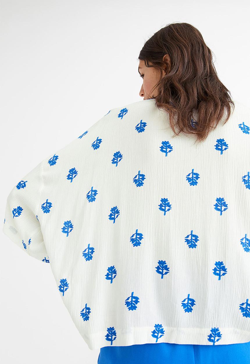 H&M - Oversized resort shirt - white/floral