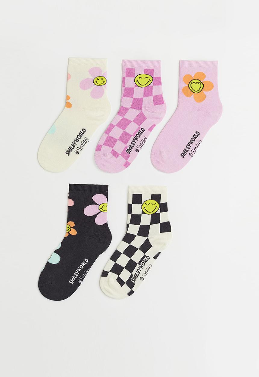 H&M - 5 Pack socks - light pink/smileyworld®
