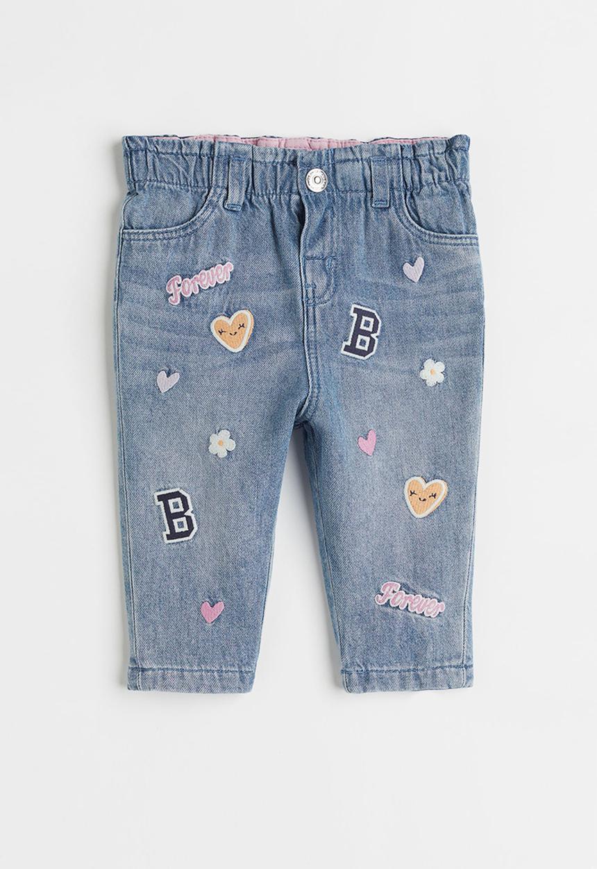 H&M - Embroidered jeans - light denim blue/patterned