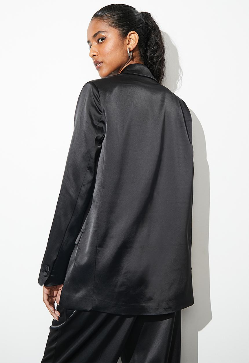 Superbalist - Co-ord satin blazer - black
