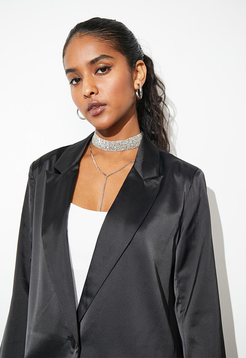 Superbalist - Co-ord satin blazer - black