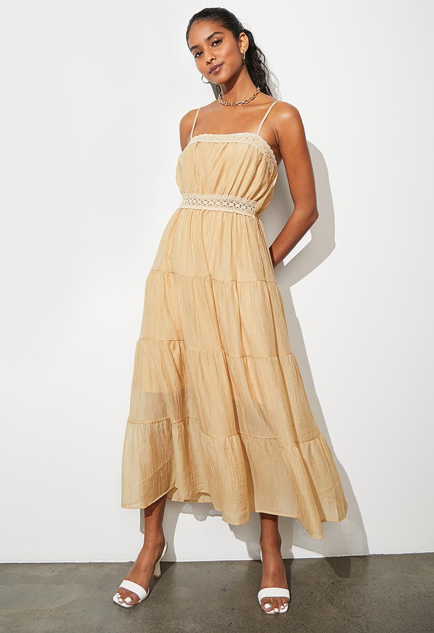 Superbalist - Anglaise insert tiered dress - stone