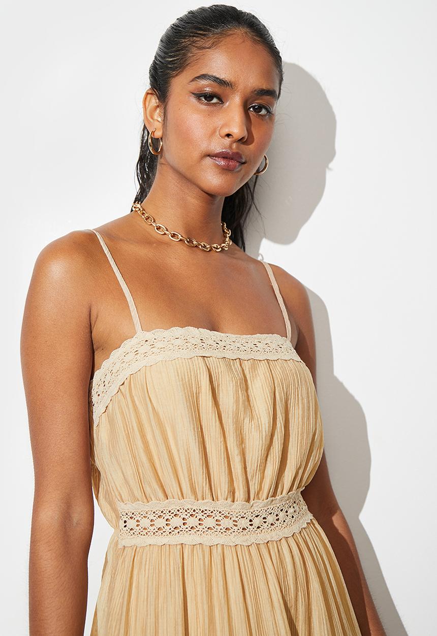 Superbalist - Anglaise insert tiered dress - stone