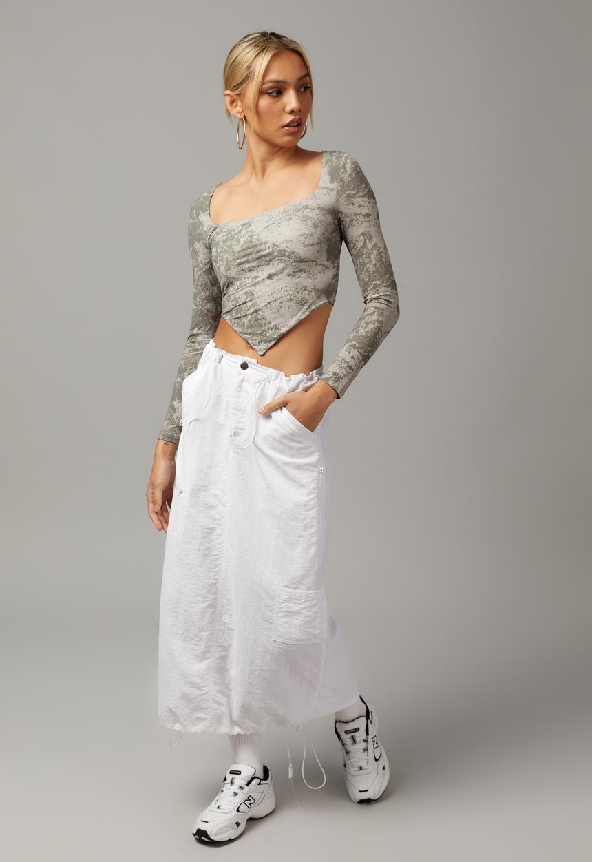 Factorie - Bandana hem printed long sleeve - stone texture