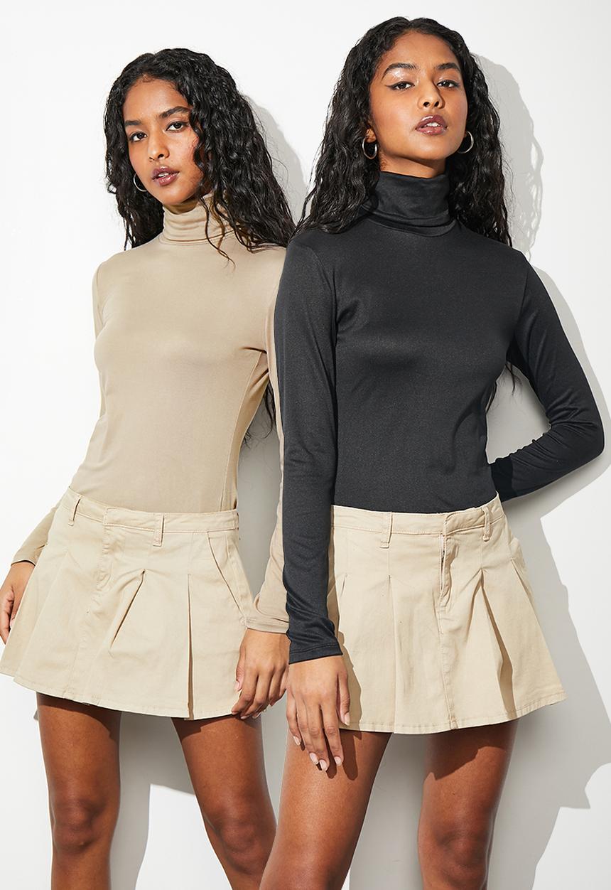 Superbalist - 2pk Poloneck tee - black and iced coffee