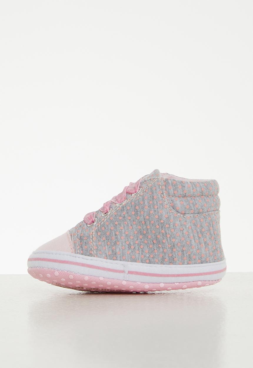 Pop Candy - Lace up sneaker with heart - grey & pink