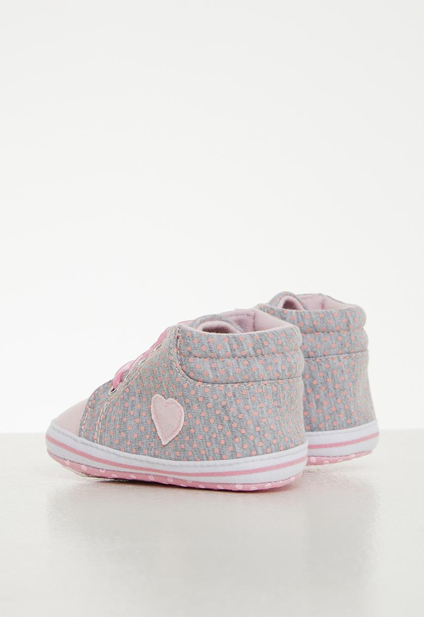 Pop Candy - Lace up sneaker with heart - grey & pink