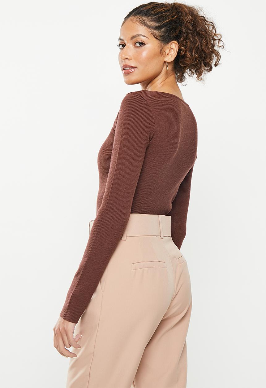 dailyfriday - Cut out long sleeve top - brown