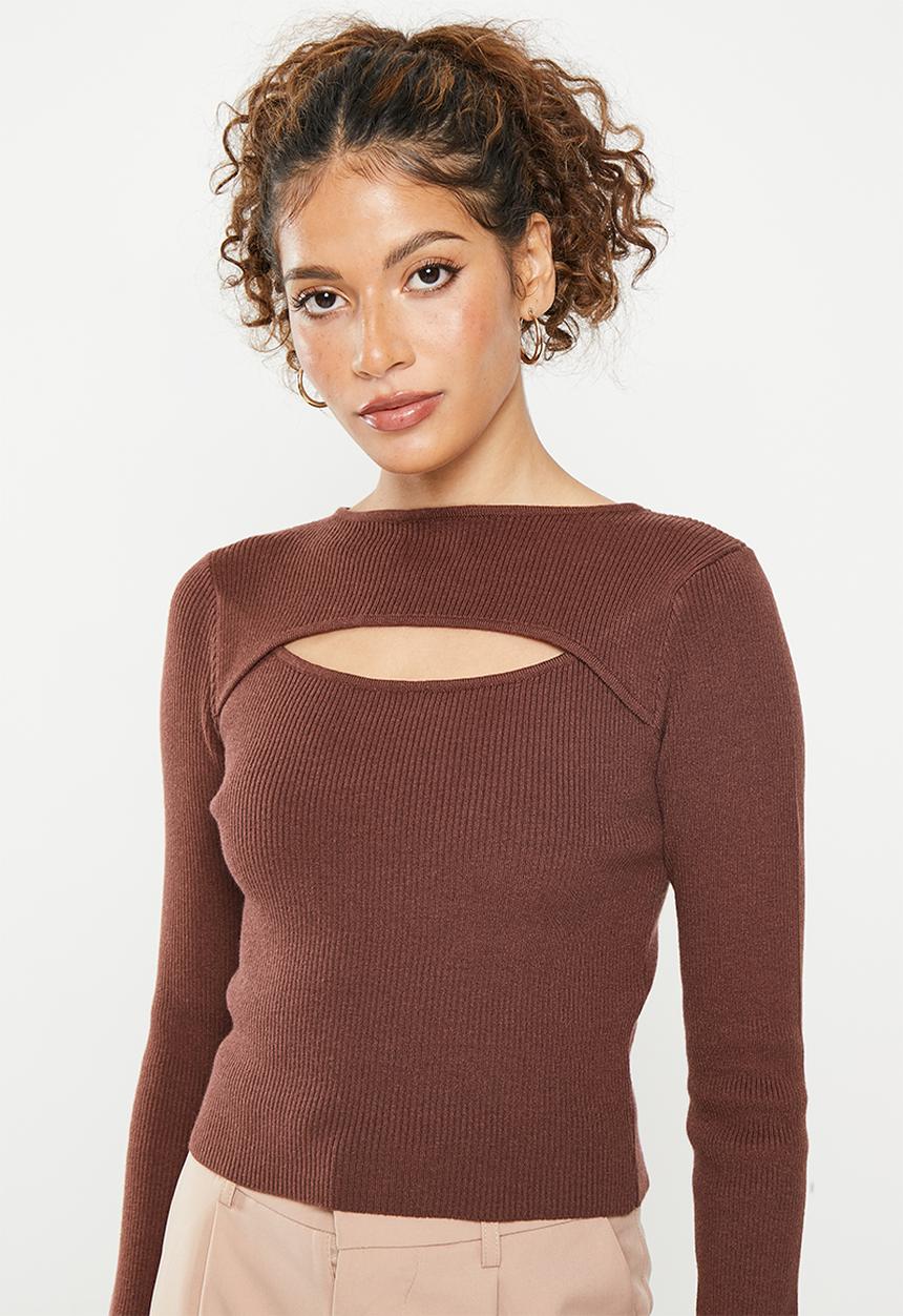 dailyfriday - Cut out long sleeve top - brown